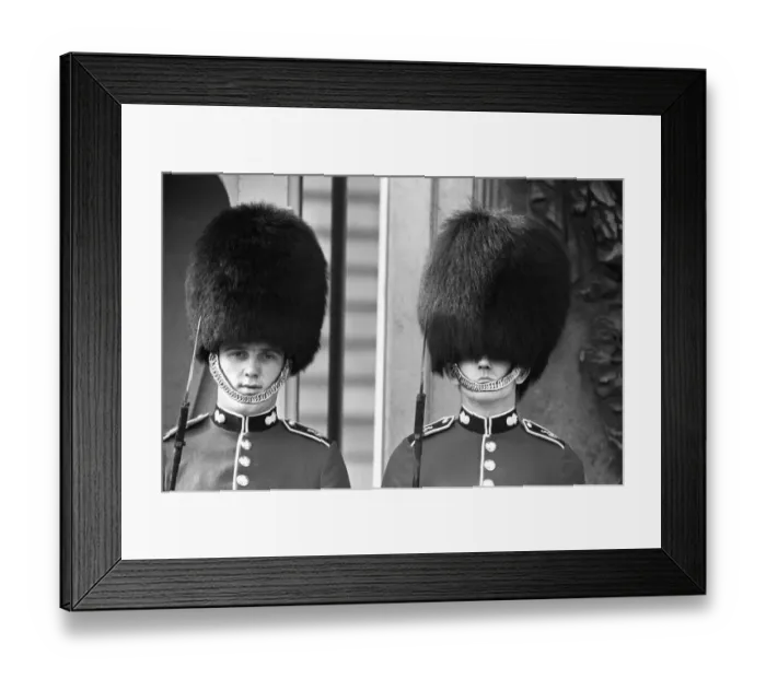 Framed Print : Bad Hair day for a Grenadier Guard on sentry duty outside Buckingham Palace 14th October