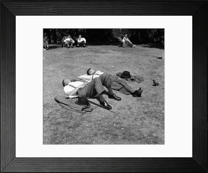 Framed Print : City gents sunbathing in London. 1st July 1957 Framed Print : City gents sunbathing in London. 1st July 1957