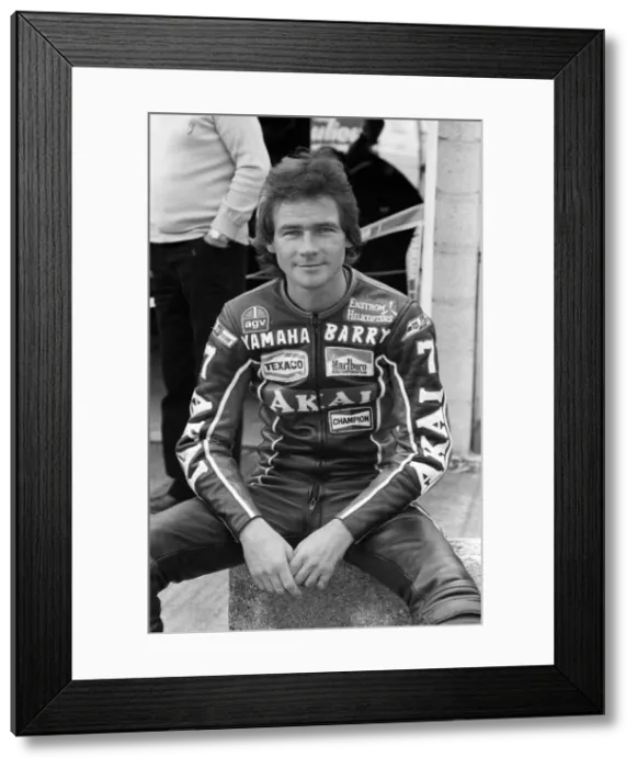 Framed Print : British Motorcycle road racer Barry Sheene in practice at Silverstone ahead of Framed Print : British Motorcycle road racer Barry Sheene in practice at Silverstone ahead of