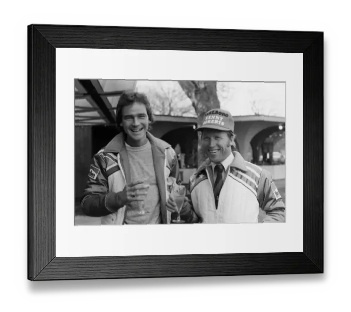 Framed Print : British Motorcycle road racer Barry Sheene with American reigning World Champion Kenny