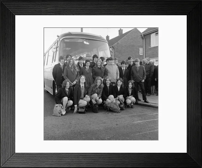 Framed Print : Billingham school children leave for Spain. 1971 Framed Print : Billingham school children leave for Spain. 1971