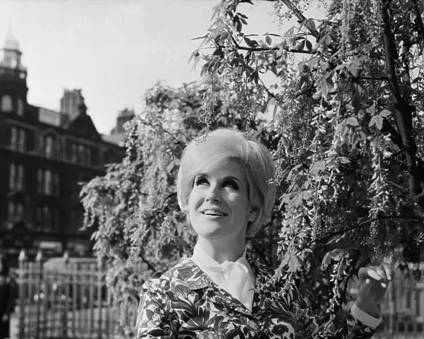 Dusty Springfield, popular English singer, pictured in Albert Square, Manchester, England