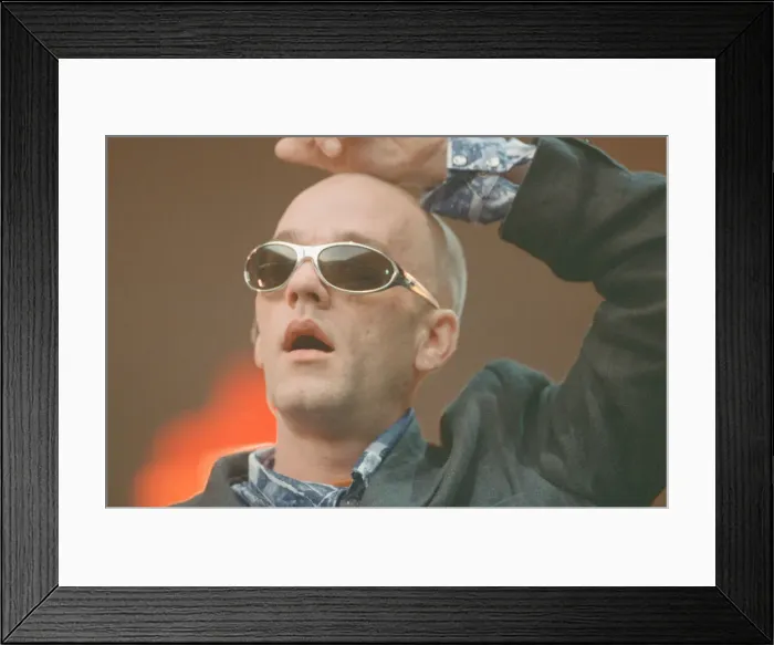 Framed Print : Michael Stipe, lead singer with the American Rock Group REM, perform at Cardiff Arms Park Framed Print : Michael Stipe, lead singer with the American Rock Group REM, perform at Cardiff Arms Park