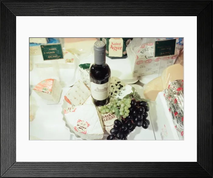 Framed Print : Cheese Selection, displayed in shop. 22nd February 1999 Framed Print : Cheese Selection, displayed in shop. 22nd February 1999