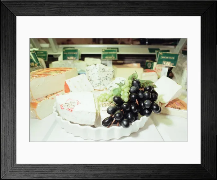 Framed Print : Cheese Selection, displayed in shop. 22nd February 1999