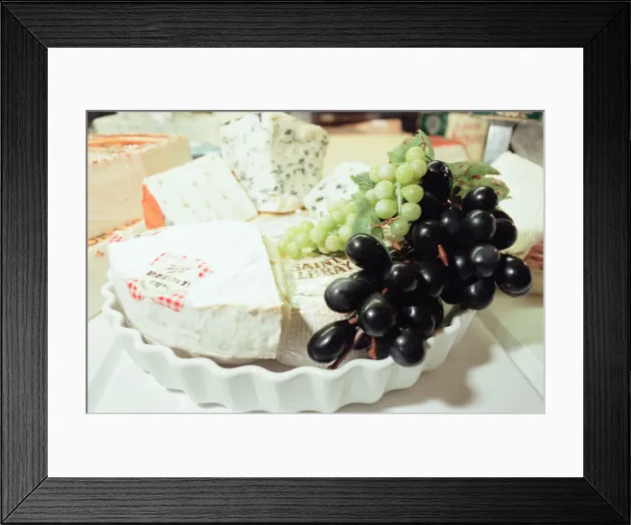 Framed Print : Cheese Selection, displayed in shop. 22nd February 1999