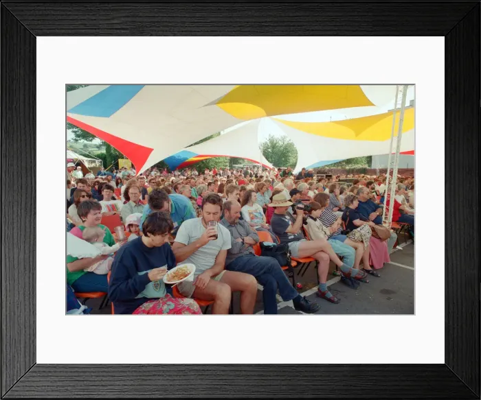 Framed Print : The Brecon Jazz Festival. Brecon, South Wales, The audience enjoys the day Framed Print : The Brecon Jazz Festival. Brecon, South Wales, The audience enjoys the day