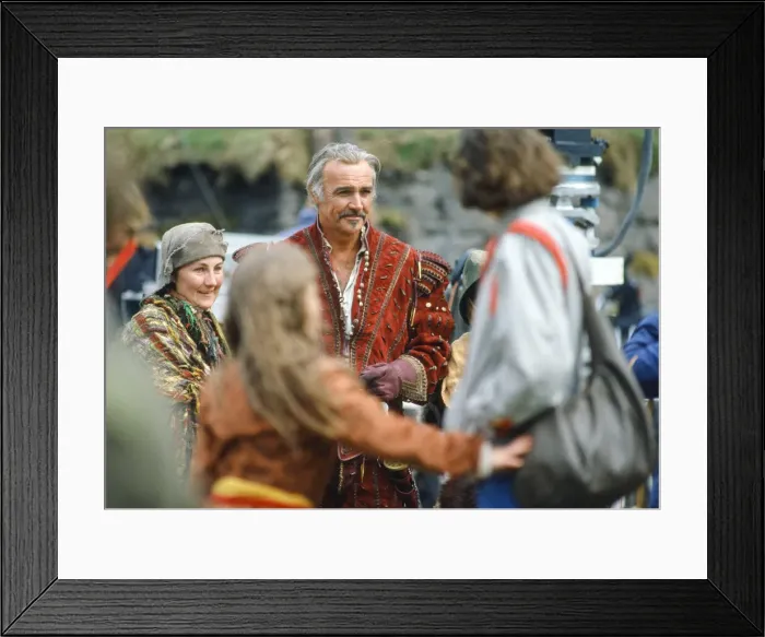 Framed Print : Sean Connery during the filming of Highlander film. Circa May 1985