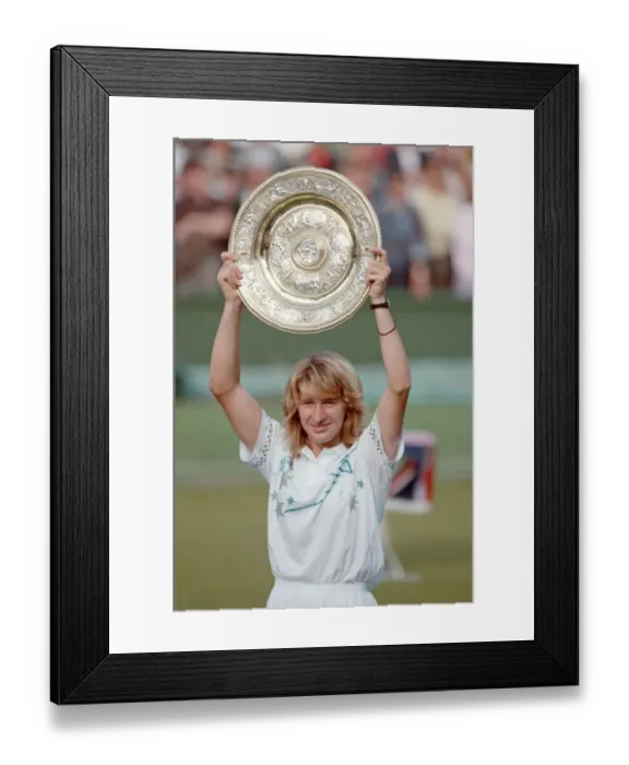 Framed Print : Steffi Graf pictured with her trophy, the Venus Rosewater Dish Framed Print : Steffi Graf pictured with her trophy, the Venus Rosewater Dish