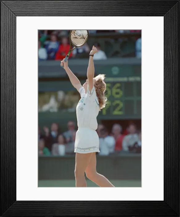 Framed Print : Steffi Graf pictured as she celebrates her first Wimbledon Ladies Final win Framed Print : Steffi Graf pictured as she celebrates her first Wimbledon Ladies Final win