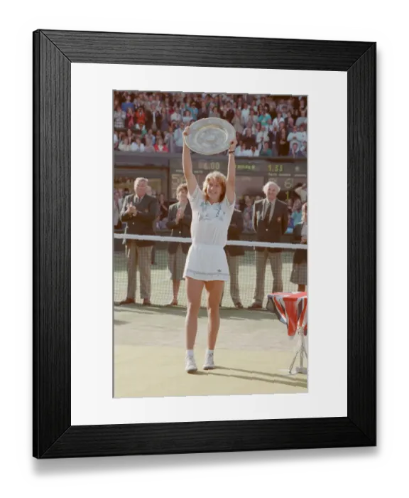 Framed Print : Steffi Graf pictured with her trophy, the Venus Rosewater Dish Framed Print : Steffi Graf pictured with her trophy, the Venus Rosewater Dish