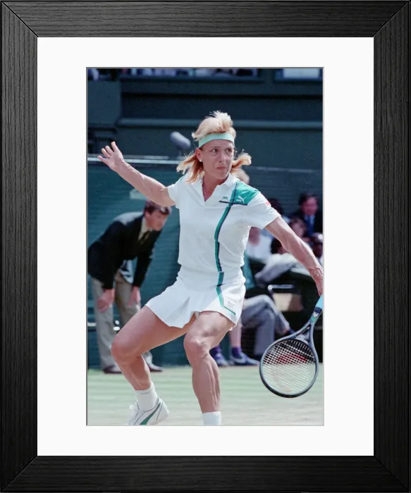 Framed Print : Martina Navratilova during her Ladies Singles Final against Steffi Graf in 1988 Framed Print : Martina Navratilova during her Ladies Singles Final against Steffi Graf in 1988