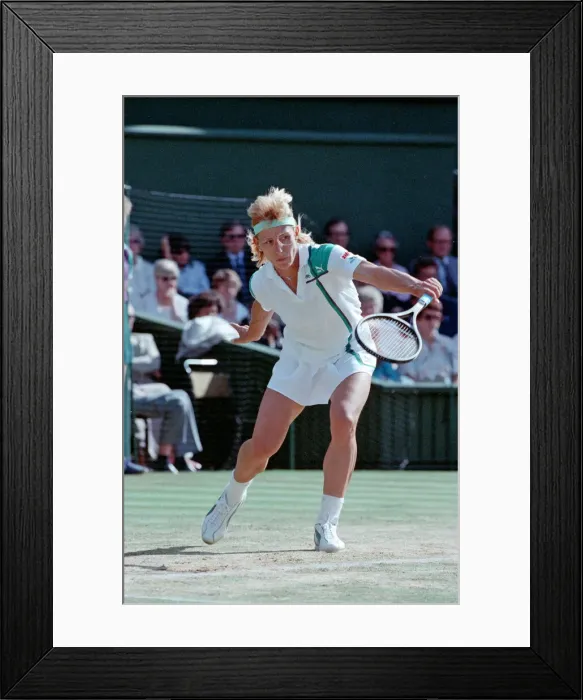 Framed Print : Martina Navratilova during her Ladies Singles Final against Steffi Graf in 1988