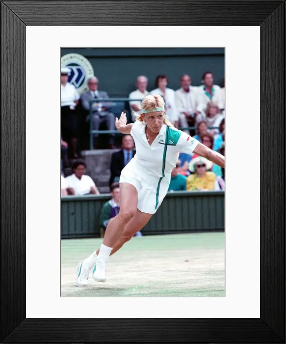 Framed Print : Martina Navratilova during her Ladies Singles Final against Steffi Graf in 1988
