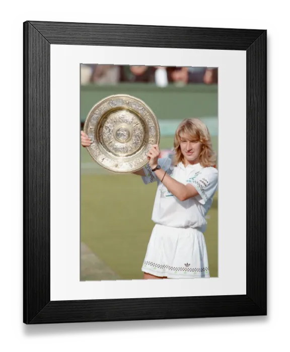Framed Print : Steffi Graf pictured with her trophy, the Venus Rosewater Dish