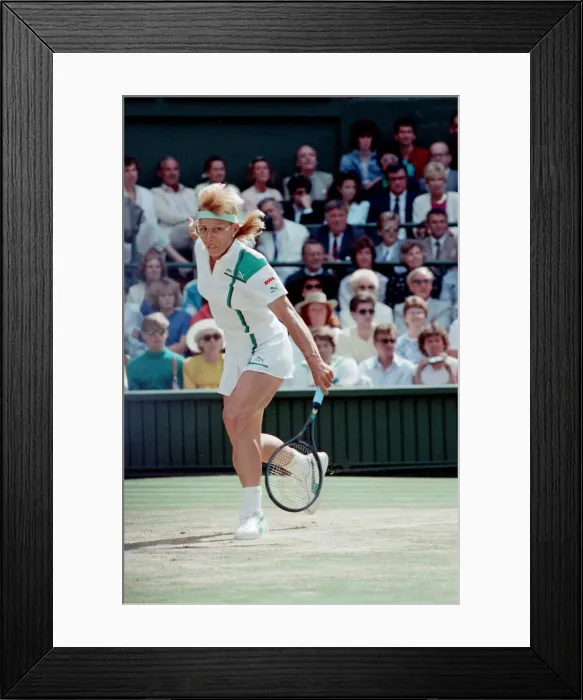 Framed Print : Martina Navratilova during her Ladies Singles Final against Steffi Graf in 1988 Framed Print : Martina Navratilova during her Ladies Singles Final against Steffi Graf in 1988