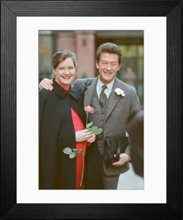 Framed Print : John Hurt marries Jo Dalton at Marylebone Town Hall in London