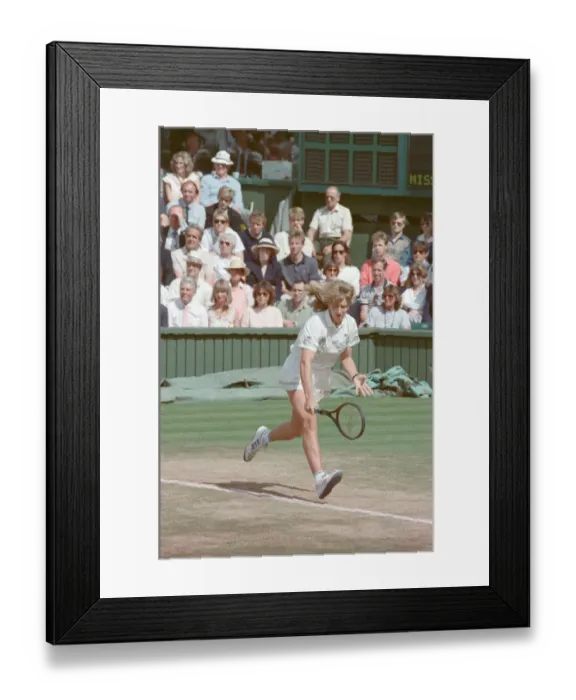 Framed Print : Steffi Graf pictured in action in the Wimbledon Ladies Singles Final on 2nd July 1988 Framed Print : Steffi Graf pictured in action in the Wimbledon Ladies Singles Final on 2nd July 1988