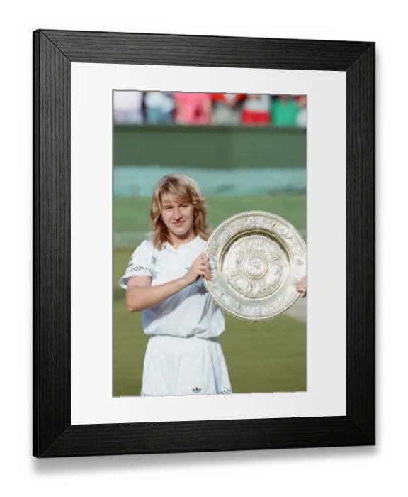 Framed Print : Steffi Graf pictured with her trophy, the Venus Rosewater Dish Framed Print : Steffi Graf pictured with her trophy, the Venus Rosewater Dish