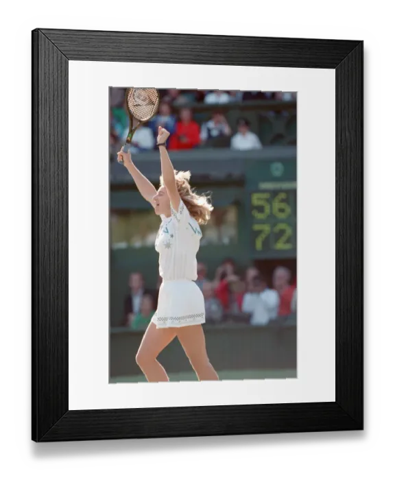 Framed Print : Steffi Graf pictured as she celebrates her first Wimbledon Ladies Final win Framed Print : Steffi Graf pictured as she celebrates her first Wimbledon Ladies Final win