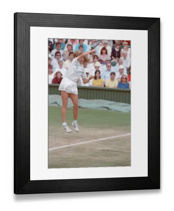 Framed Print : Steffi Graf pictured in action in the Wimbledon Ladies Singles Final on 2nd July 1988 Framed Print : Steffi Graf pictured in action in the Wimbledon Ladies Singles Final on 2nd July 1988