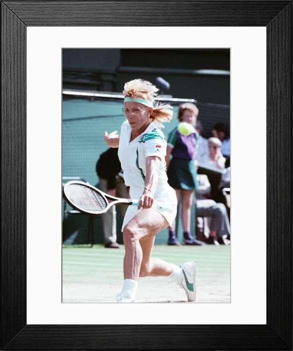 Framed Print : Martina Navratilova during her Ladies Singles Final against Steffi Graf in 1988
