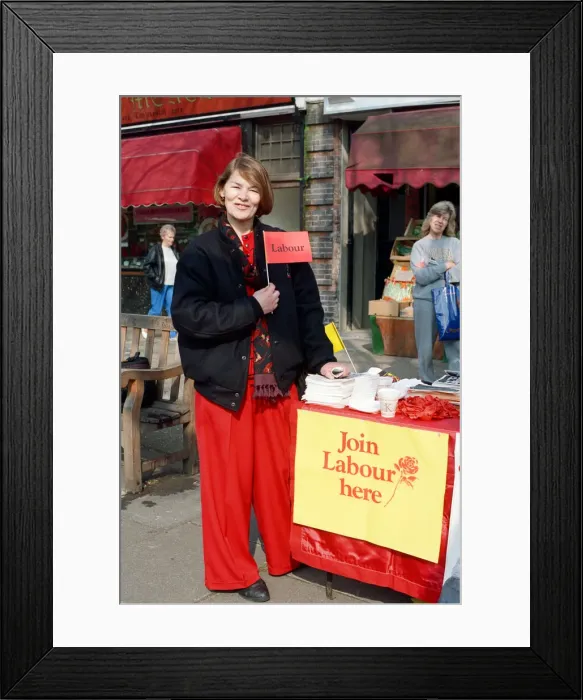 Framed Print : Actress and Labour candidate Glenda Jackson. 31st March 1990 Framed Print : Actress and Labour candidate Glenda Jackson. 31st March 1990