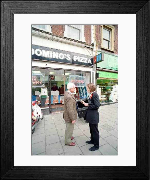 Framed Print : Actress and Labour candidate Glenda Jackson, election canvassing. 20th March 1992