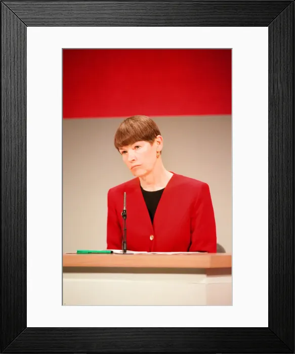 Framed Print : Labour councillor Glenda Jackson during the general election campaign. 12th April 1997 Framed Print : Labour councillor Glenda Jackson during the general election campaign. 12th April 1997