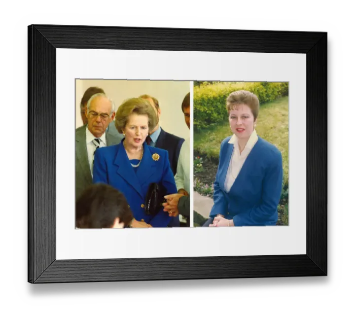 Framed Print : Composite image showing Britains first female Prime Minister, Margaret Thatcher Framed Print : Composite image showing Britains first female Prime Minister, Margaret Thatcher