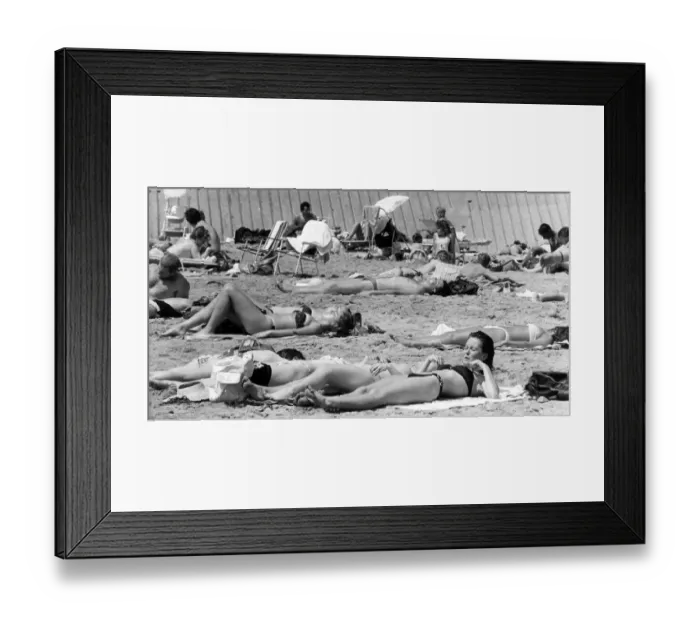 Framed Print : Sunbathers, Gower Peninsula, Swansea, Wales, 13th July 1990