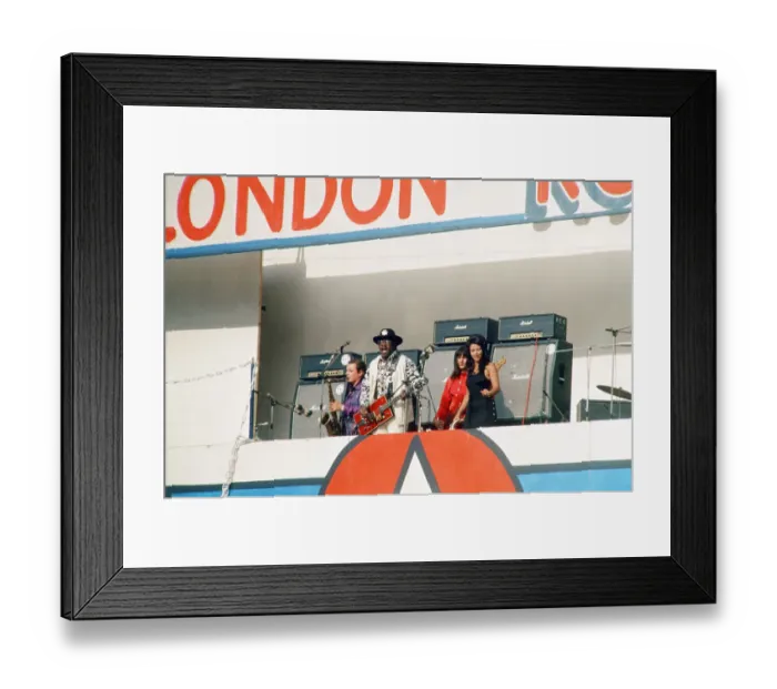 Framed Print : American blues musician Bo Diddley performing in concert during a Rock