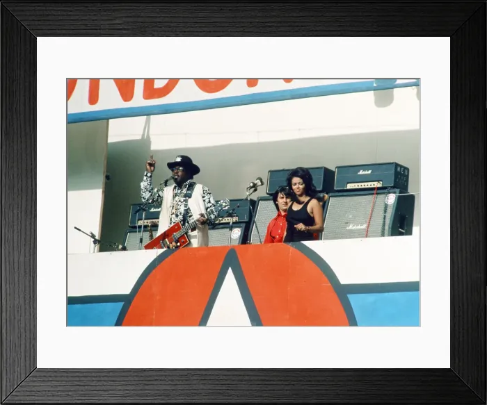 Framed Print : American blues musician Bo Diddley performing in concert during a Rock