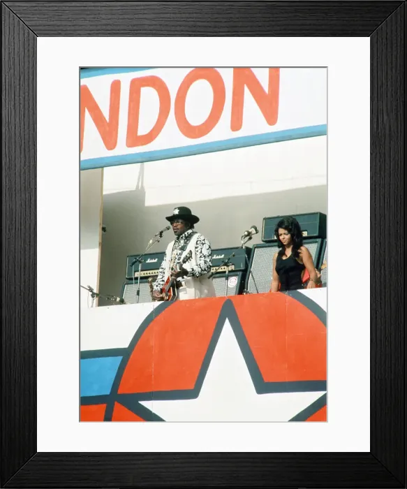 Framed Print : American blues musician Bo Diddley performing in concert during a Rock