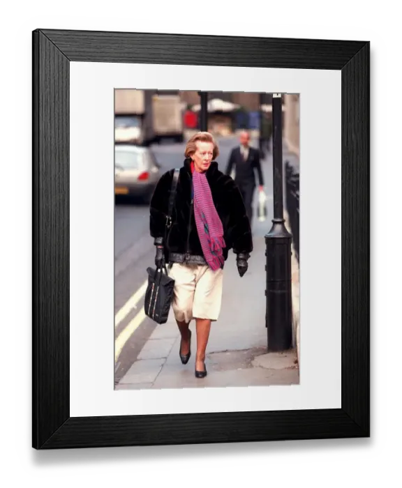 Framed Print : Anne Bullen former secretary of Robin Cook January 1998 Walking Carrying bag White Framed Print : Anne Bullen former secretary of Robin Cook January 1998 Walking Carrying bag White