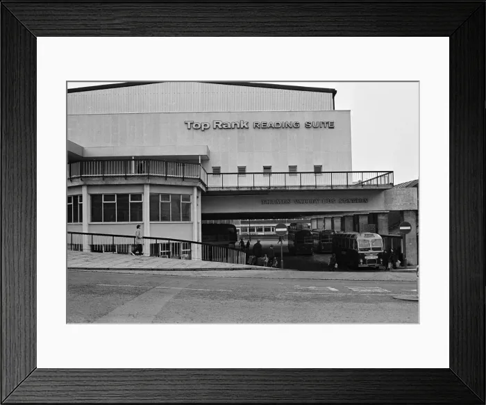 Framed Print : Views of Reading, Berkshire. Thames Valley Bus Station and Top Rank. 6th January 1969