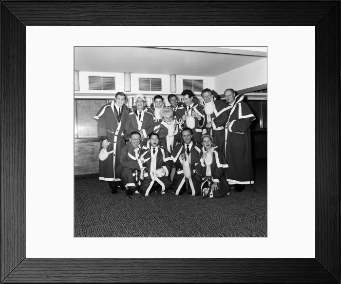 Framed Print : Twelve leading show business personalities are to act as Father Christmasses