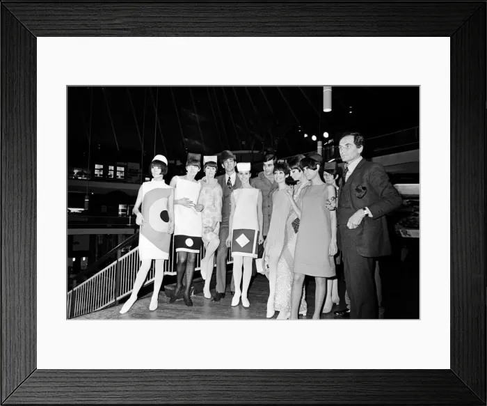 Framed Print : French couturier, Pierre Cardin, with models at rehearsals for a charity gala he is Framed Print : French couturier, Pierre Cardin, with models at rehearsals for a charity gala he is