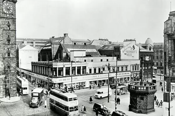 General Ariel view of shoppers in Glasgow Cross, Scotland