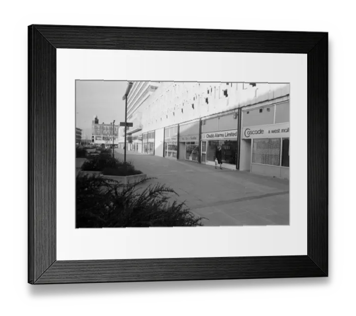 Framed Print : Shops at Butts Centre in Reading, Berkshire. 28th January 1978 Framed Print : Shops at Butts Centre in Reading, Berkshire. 28th January 1978