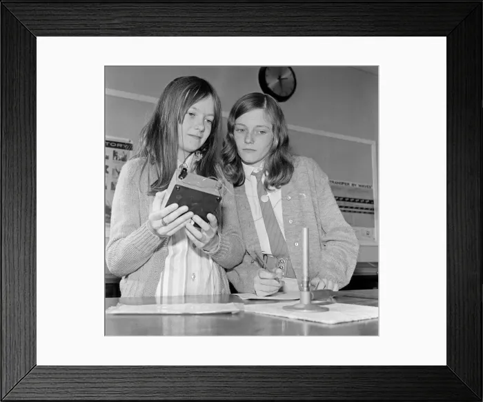 Framed Print : Hustler School science class. 1971
