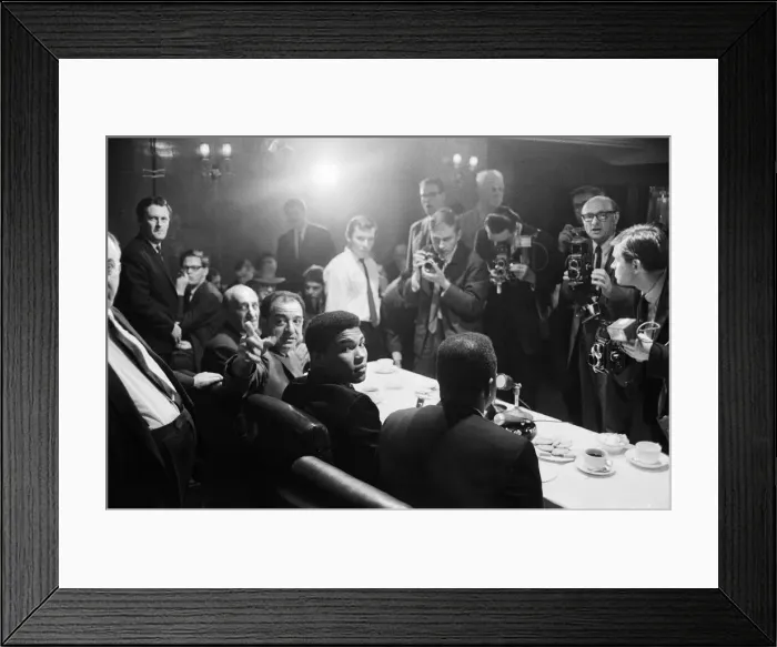 Framed Print : Cassius Clay (centre) at a press conference prior to his rematch with Henry Cooper to Framed Print : Cassius Clay (centre) at a press conference prior to his rematch with Henry Cooper to