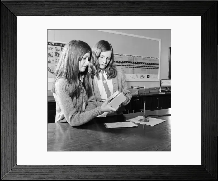 Framed Print : Hustler School science class. 1971