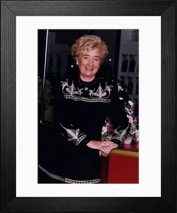 Framed Print : Vera Weisfeld black and silver top Weisfelds store opening Framed Print : Vera Weisfeld black and silver top Weisfelds store opening