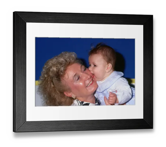 Framed Print : Vera Weisfeldwith babay grandson Michael November 1989