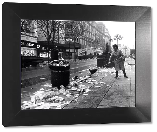 Church Street, Liverpool, England. Sweeping up the littler Picture