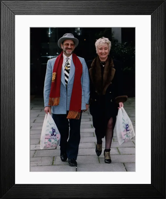Framed Print : Vera Weisfeld black coat fur collar cuffs