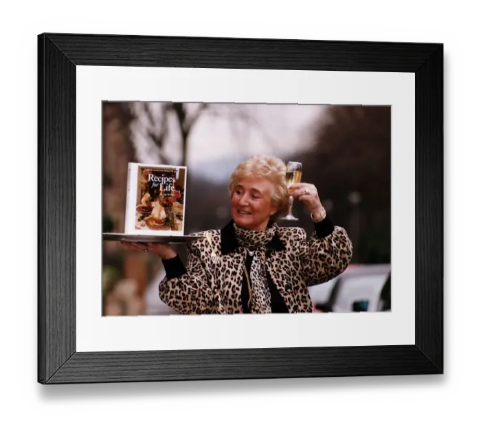 Framed Print : Vera Weisfeld launch her book Recipes for Life toast with glass of champagne leopard skin Framed Print : Vera Weisfeld launch her book Recipes for Life toast with glass of champagne leopard skin