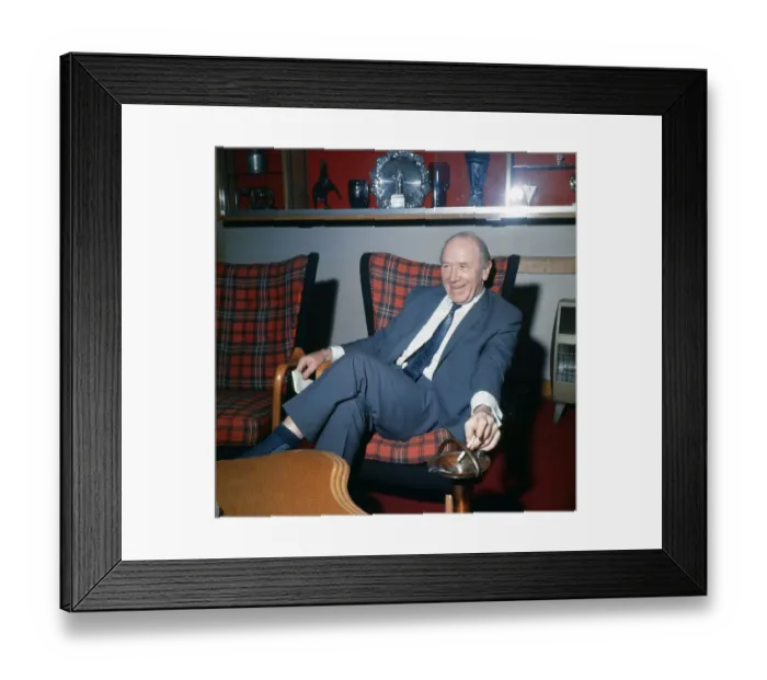 Framed Print : Manchester United boss Sir Matt Busby at his desk at Old Trafford. 27th May 1968 Framed Print : Manchester United boss Sir Matt Busby at his desk at Old Trafford. 27th May 1968