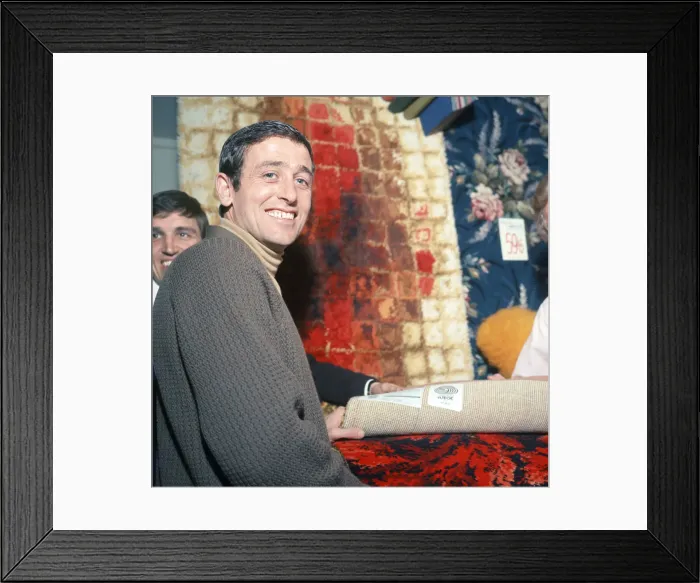 Framed Print : Shay Brennan, at the opening of a carpet shop in Manchester owned by Brennan Framed Print : Shay Brennan, at the opening of a carpet shop in Manchester owned by Brennan